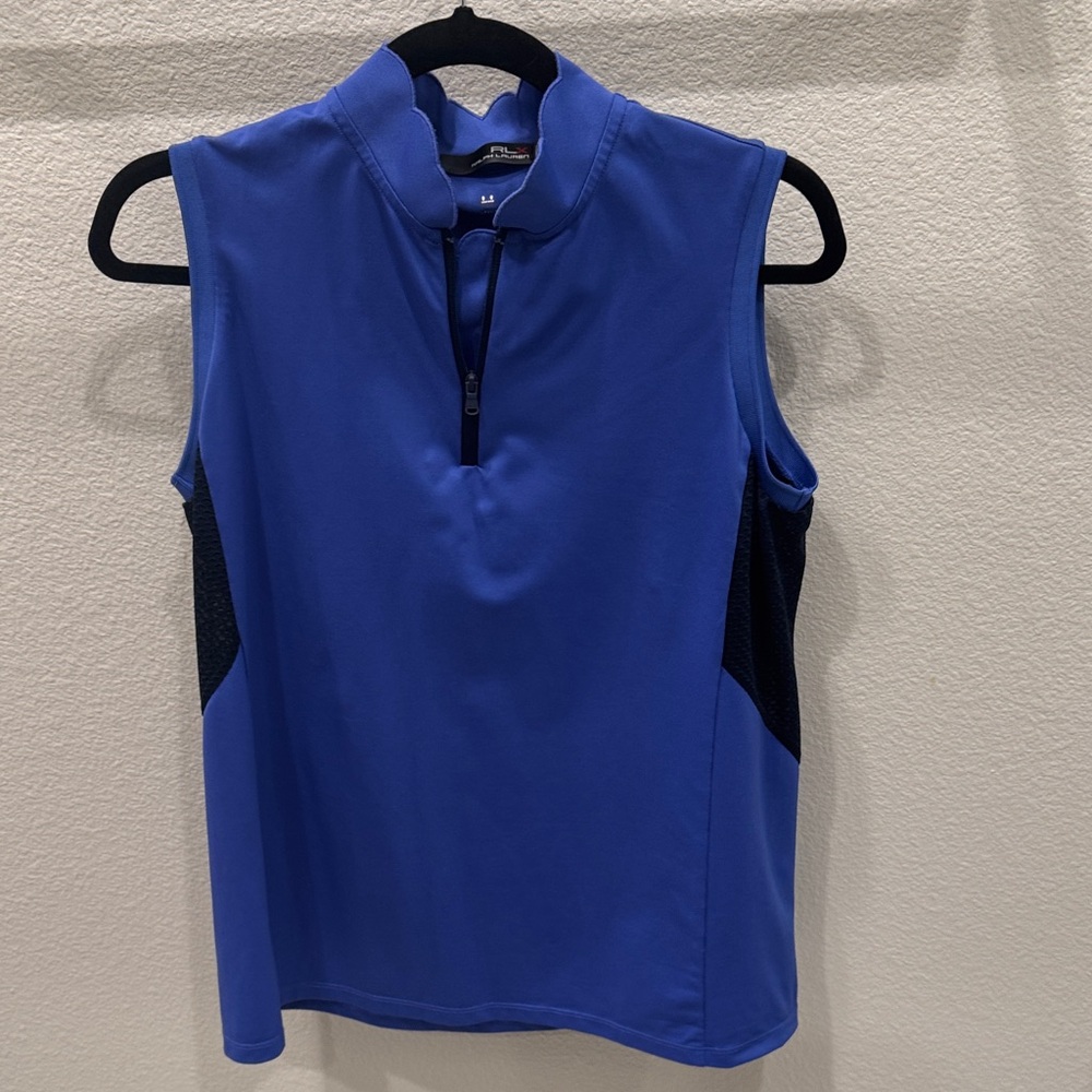 Ralph Lauren Royal Blue Sleeveless Zip Mock Neck Tank
